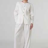 The Midcentury Linen Waistcoat in Ivory