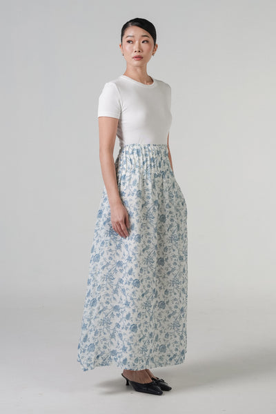 The Floral Ramie Skirt in White – Whimsigirl The Floral Ramie Skirt in White – Whimsigirl