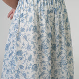 The Floral Ramie Skirt in White