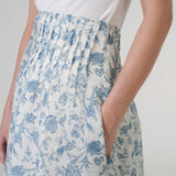 The Floral Ramie Skirt in White