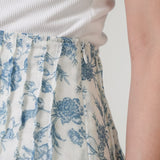 The Floral Ramie Skirt in White