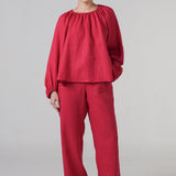 Cloud Linen Blouse in Scarlet