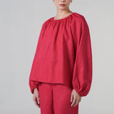 Cloud Linen Blouse in Scarlet