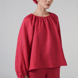 Cloud Linen Blouse in Scarlet