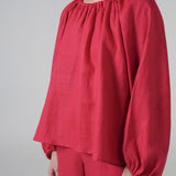 Cloud Linen Blouse in Scarlet