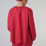 Cloud Linen Blouse in Scarlet