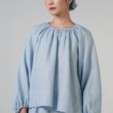 Cloud Linen Blouse in Coral Blue