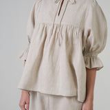 Holiday Linen Blouse in Dune