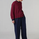 Jules Fine-Knit Jumper in Navy Stripe