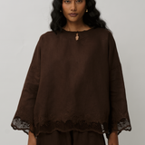 Ares Linen Top in Cocoa