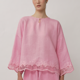 Ares Linen Top in Flamingo