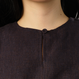 Big Day Linen Gingham Blouse in Dark Blue