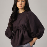 Big Day Linen Gingham Blouse in Dark Blue