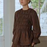 Honeymoon Linen Blouse in Chocolate