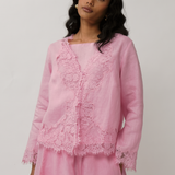 Colette 2-Piece Linen Blouse in Flamingo