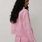 Colette 2-Piece Linen Blouse in Flamingo