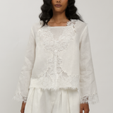 Colette 2-Piece Linen Blouse in Porcelain