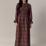 Honeymoon Shirred Linen Dress in Cherry Bark