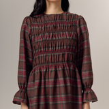 Honeymoon Shirred Linen Dress in Cherry Bark