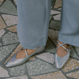 Great Criss-Cross Mary Janes in Starlight Silver