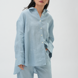 Friday Linen Shirt in Coral Blue