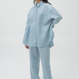 Friday Linen Shirt in Coral Blue