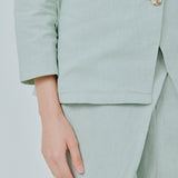 Modern Wrap Linen Trousers in Mint
