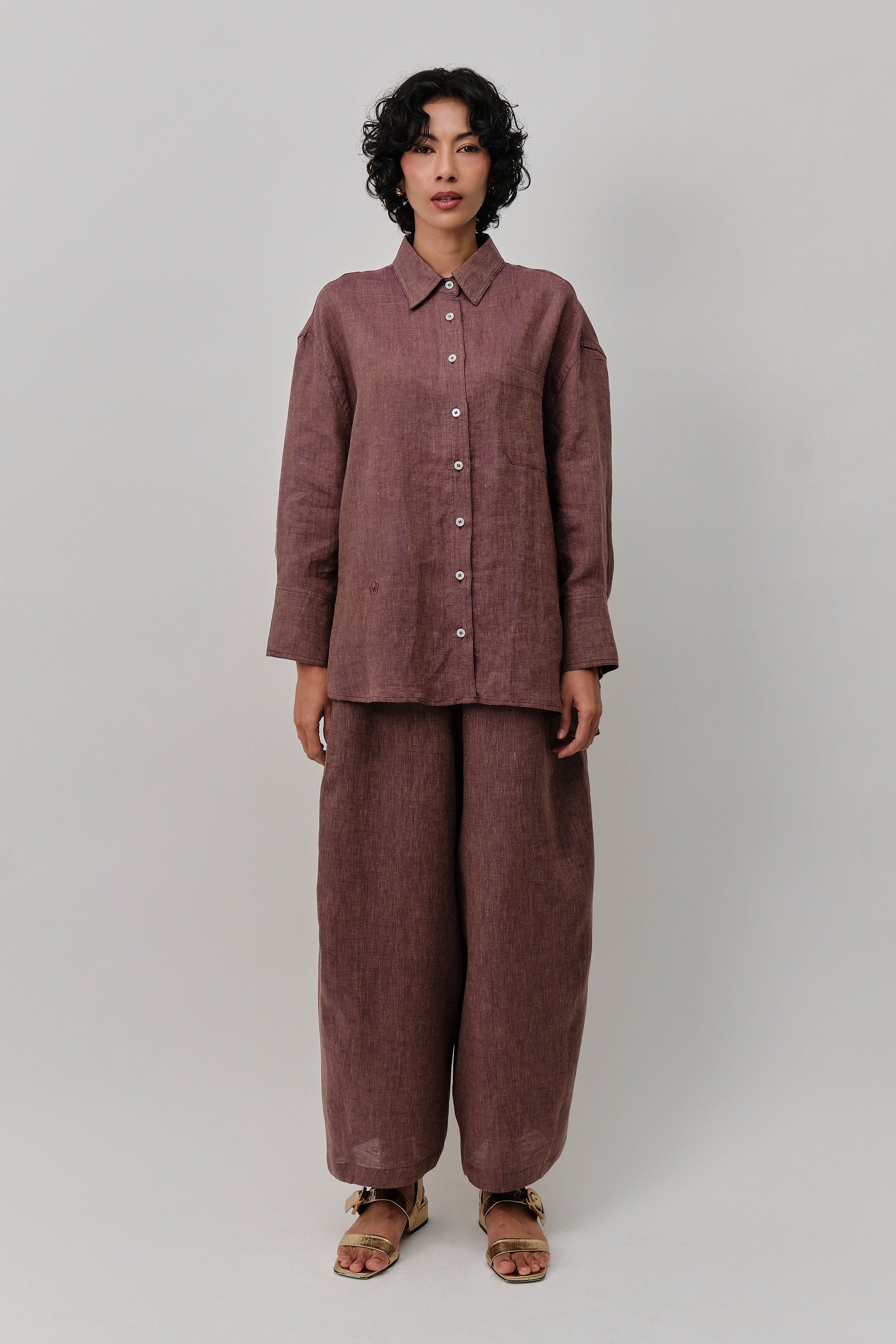 Sculptor Linen Pants in Plum