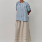 Studio Pleated Linen Skirt in Oat