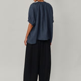 Lake Short Sleeve Linen Shirt in Bluesteel