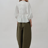 Claudia Poplin Blouse in White