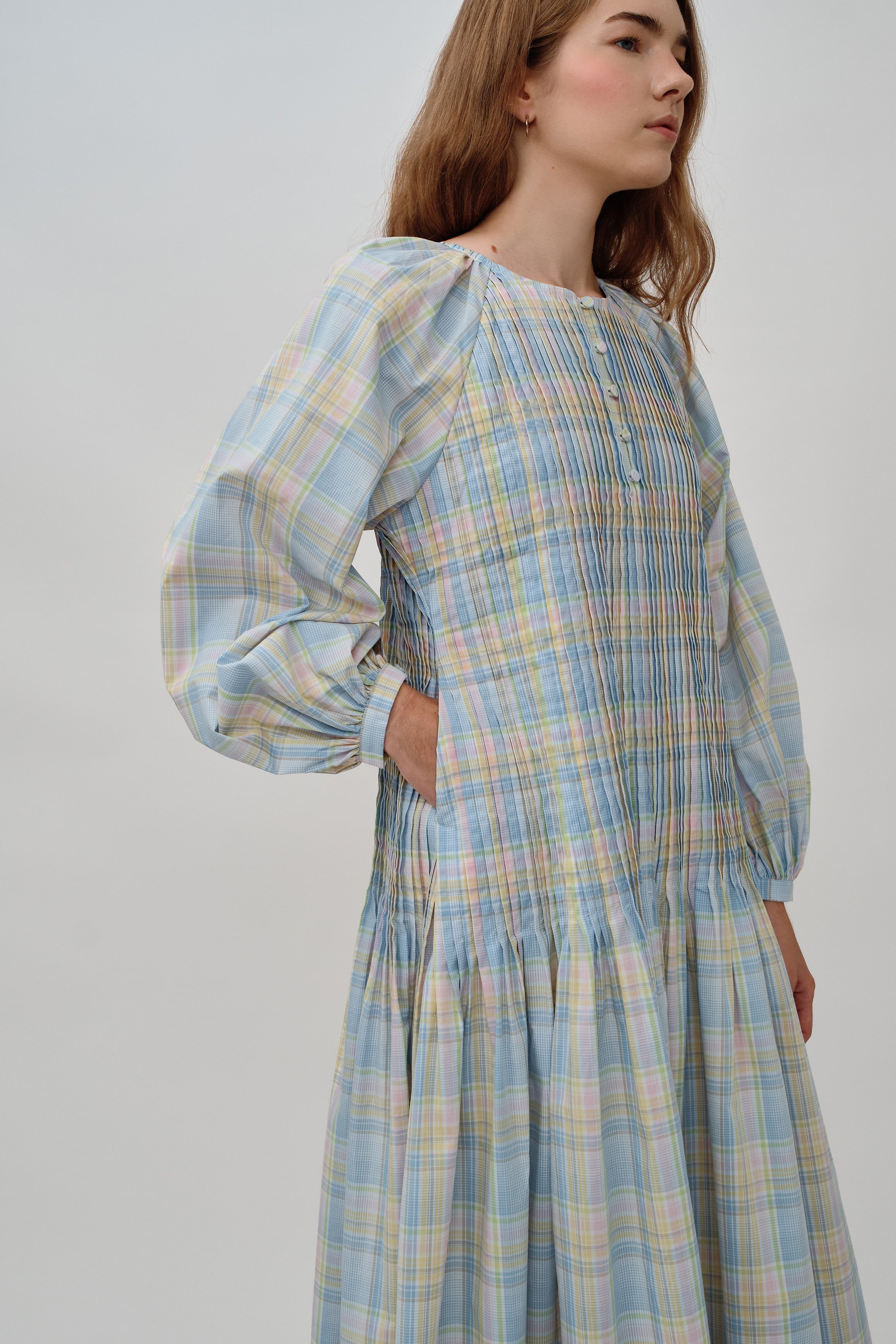 Studio Pintuck Dress in Popsicle
