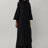 Narumi Long Linen Tunic Top in Noir