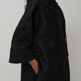 Narumi Long Linen Tunic Top in Noir