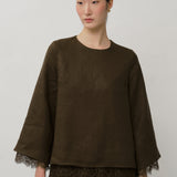 Salon Linen Top in Truffle