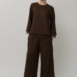 Salon Linen Top in Truffle
