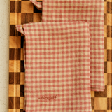 Ina Linen Gingham Tea Towels in Watermelon