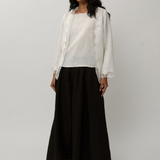 Narumi Pleated Linen Trousers in Noir