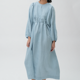 Daydream Linen Dress in Coral Blue