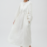 Daydream Linen Dress in White