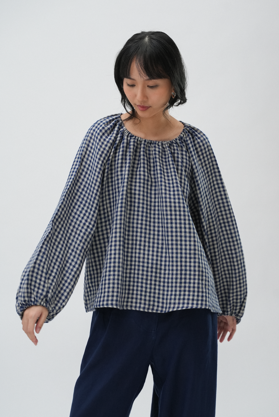 Cloud Blouse in Blue Gingham