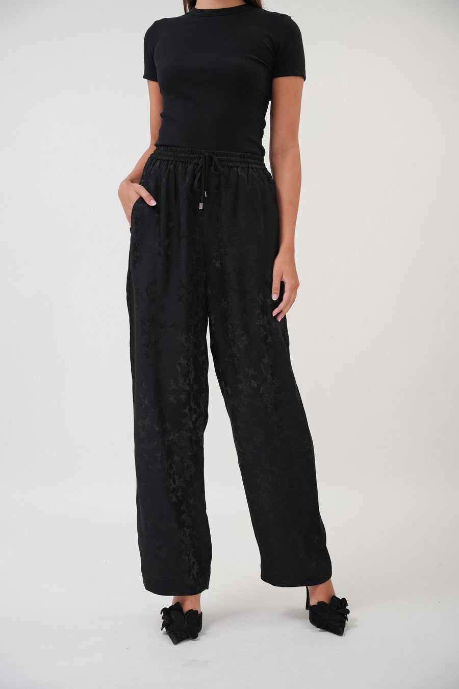 Tai Tai Jacquard Trousers in Black