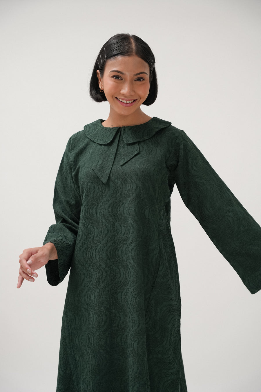 Madeline Kurung Set in Emerald Green