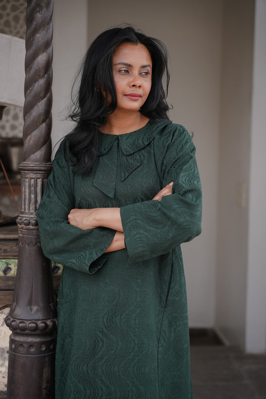 Madeline Kurung Set in Emerald Green