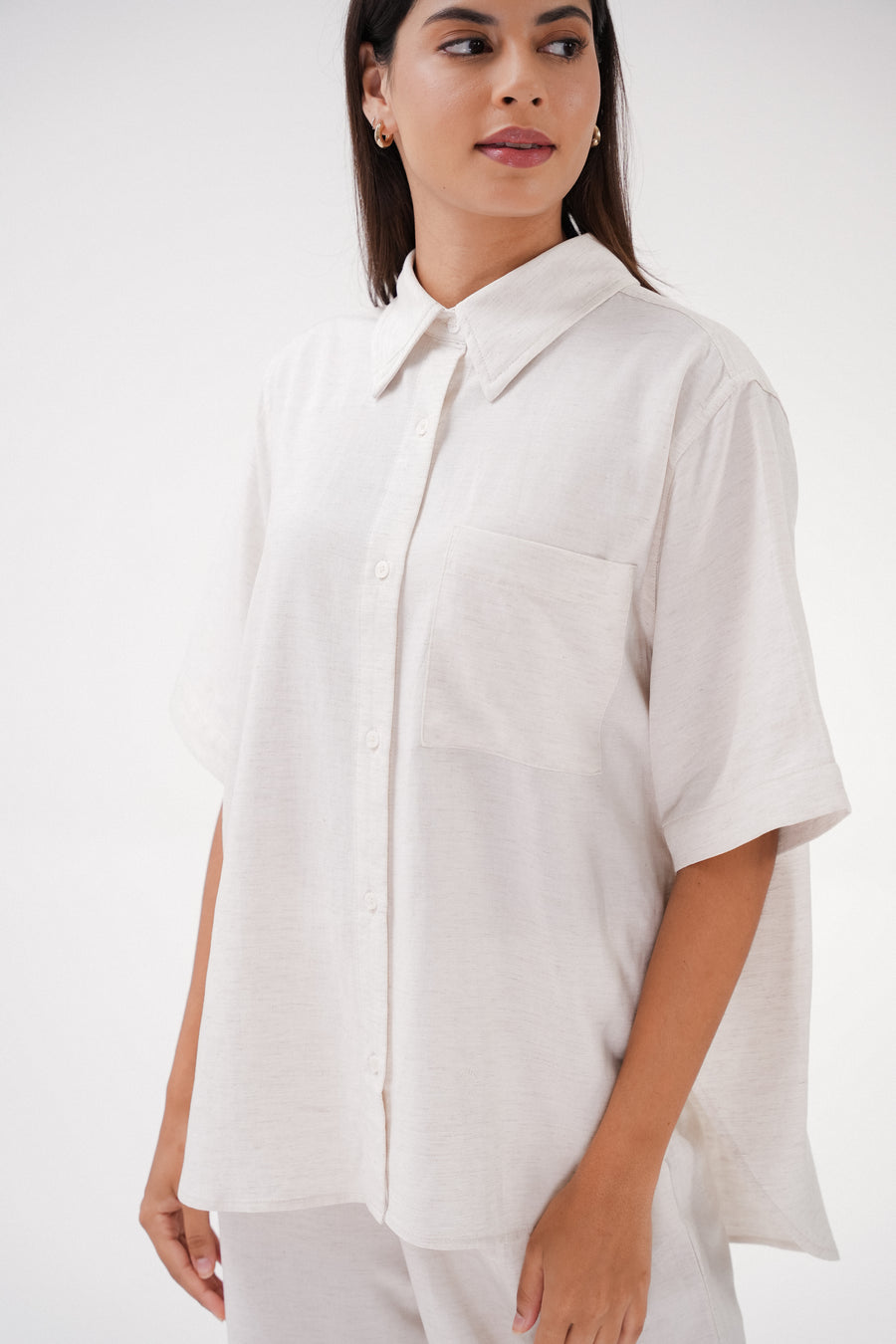 Editor Short Sleeve Shirt in Ivory