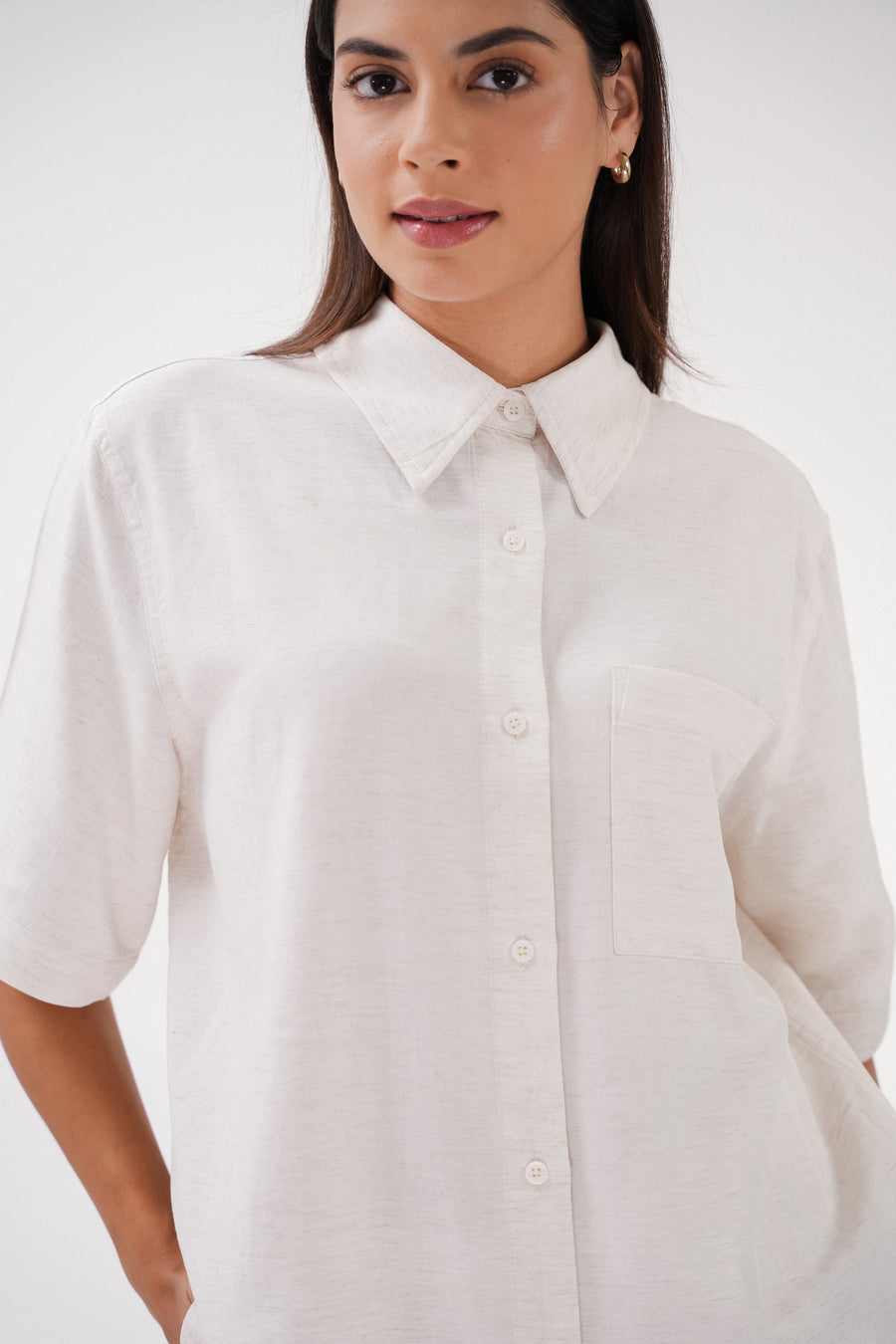 Editor Short Sleeve Shirt in Ivory