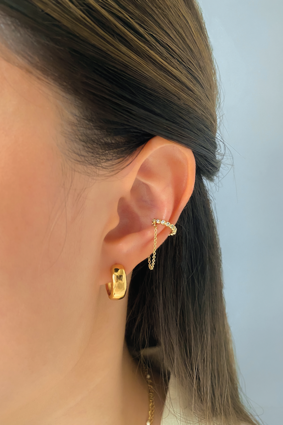 Coastal Wave Gold 10mm Huggie Earrings